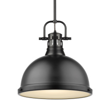 Golden 3604-L BLK-BLK - Yep by Golden Lighting Duncan 1-light 14in Rod Hung Pendant in Matte Black